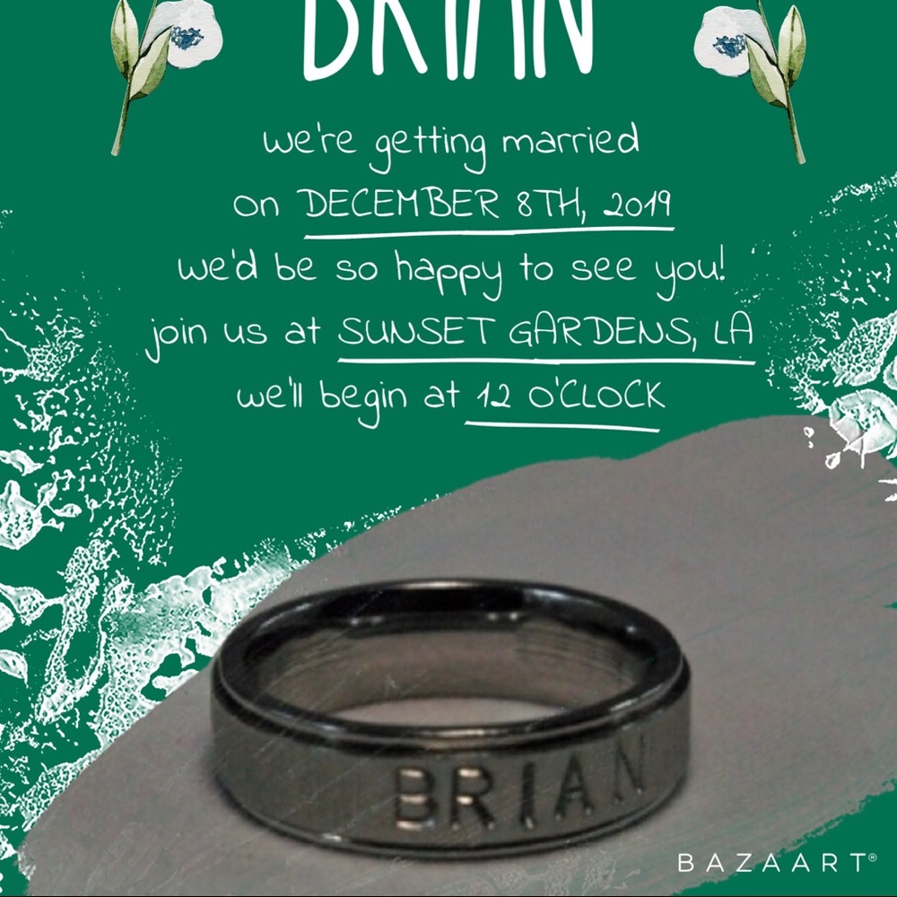 Name Rings - Names Dates on Stainless Steel Comfort Fit Ring Band Jewelry